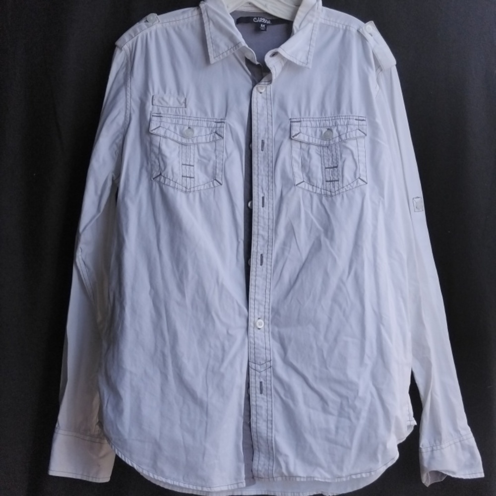 Carbon, Medium, white with gray stitching
